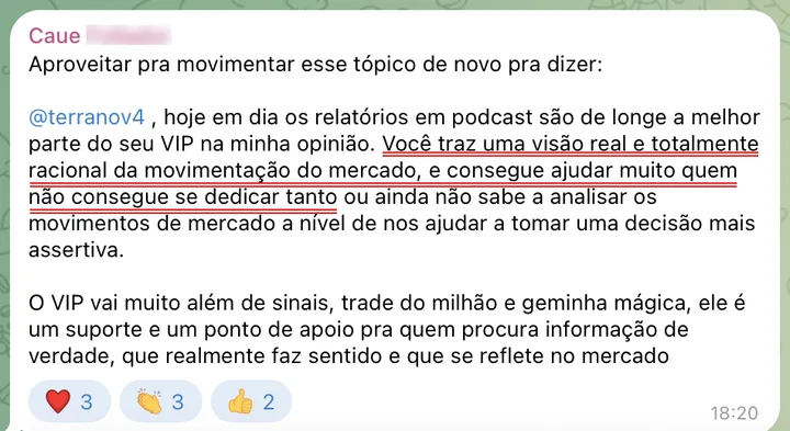 Mensagem de Caue na comunidade fechada, 05/06/2025